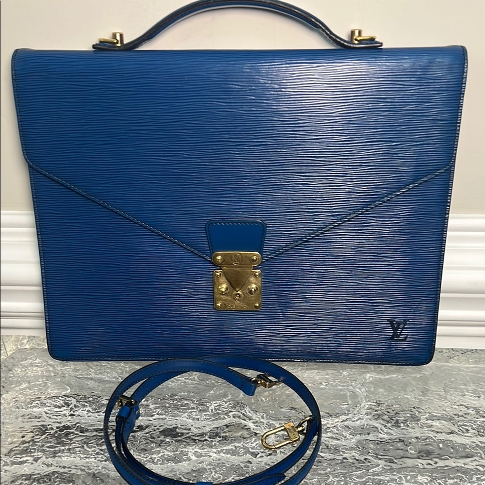Authentic Louis Vuitton Blue Laptop Bag or Briefcase
